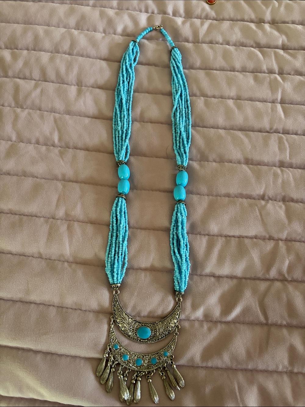 Turquoise Beaded Multi-Strand Statement Necklace - Women Jewelry
